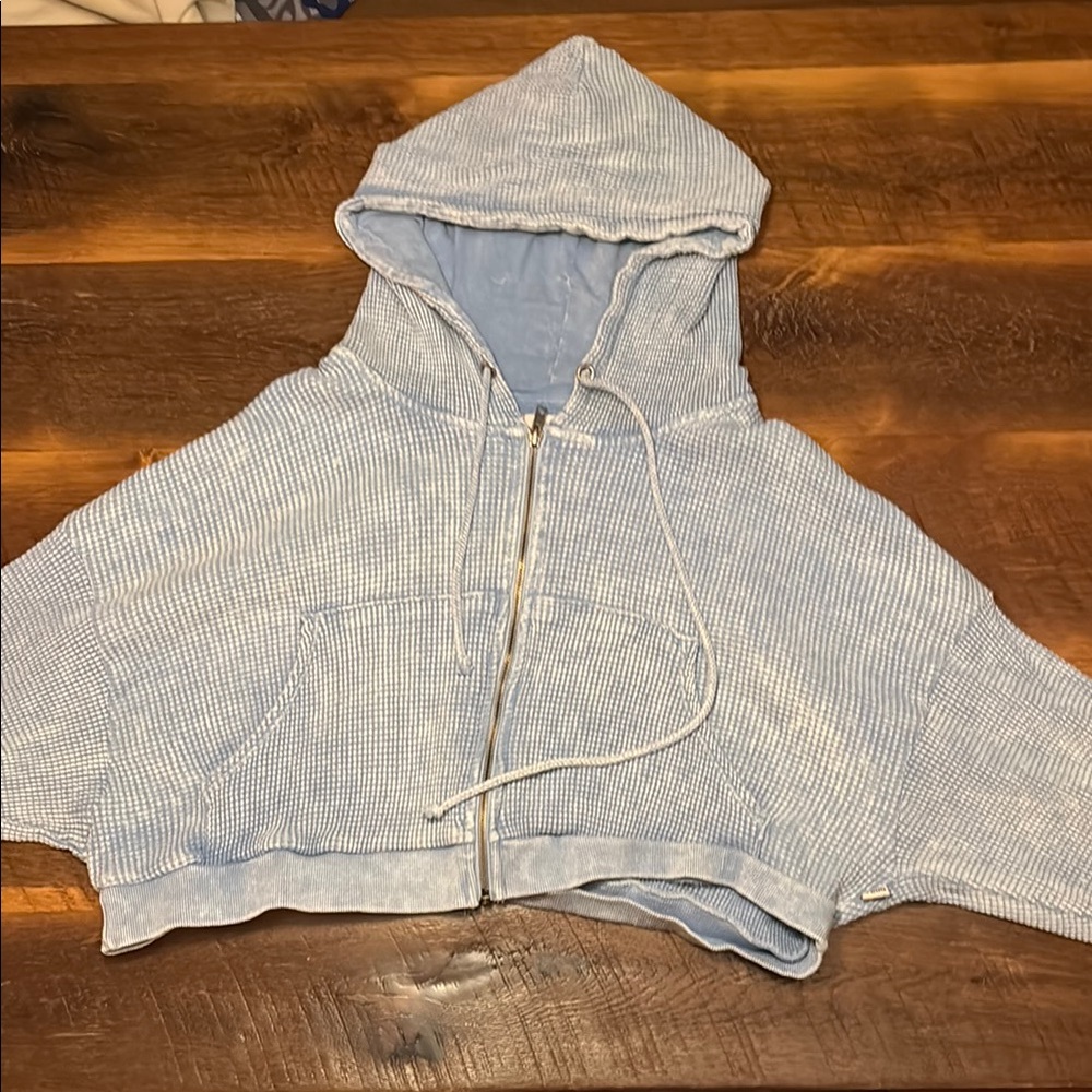 Blue Cropped Hoodie